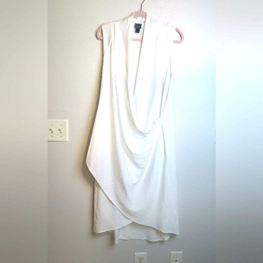 Clara Sun Woo White Draped High Low Dress